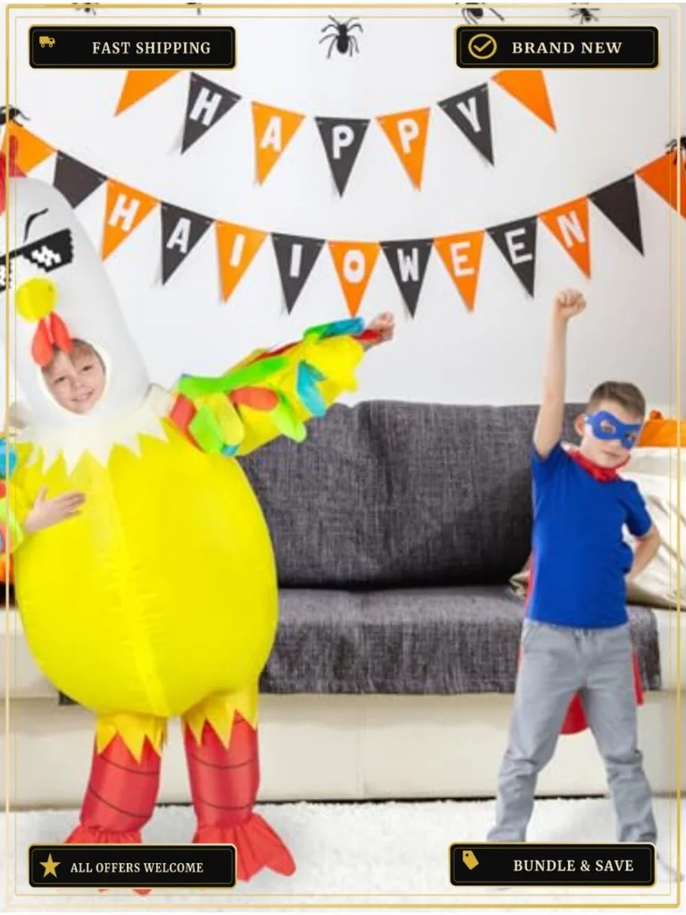 Kids Inflatable Chicken Costume Blow Up Halloween Cosplay Party